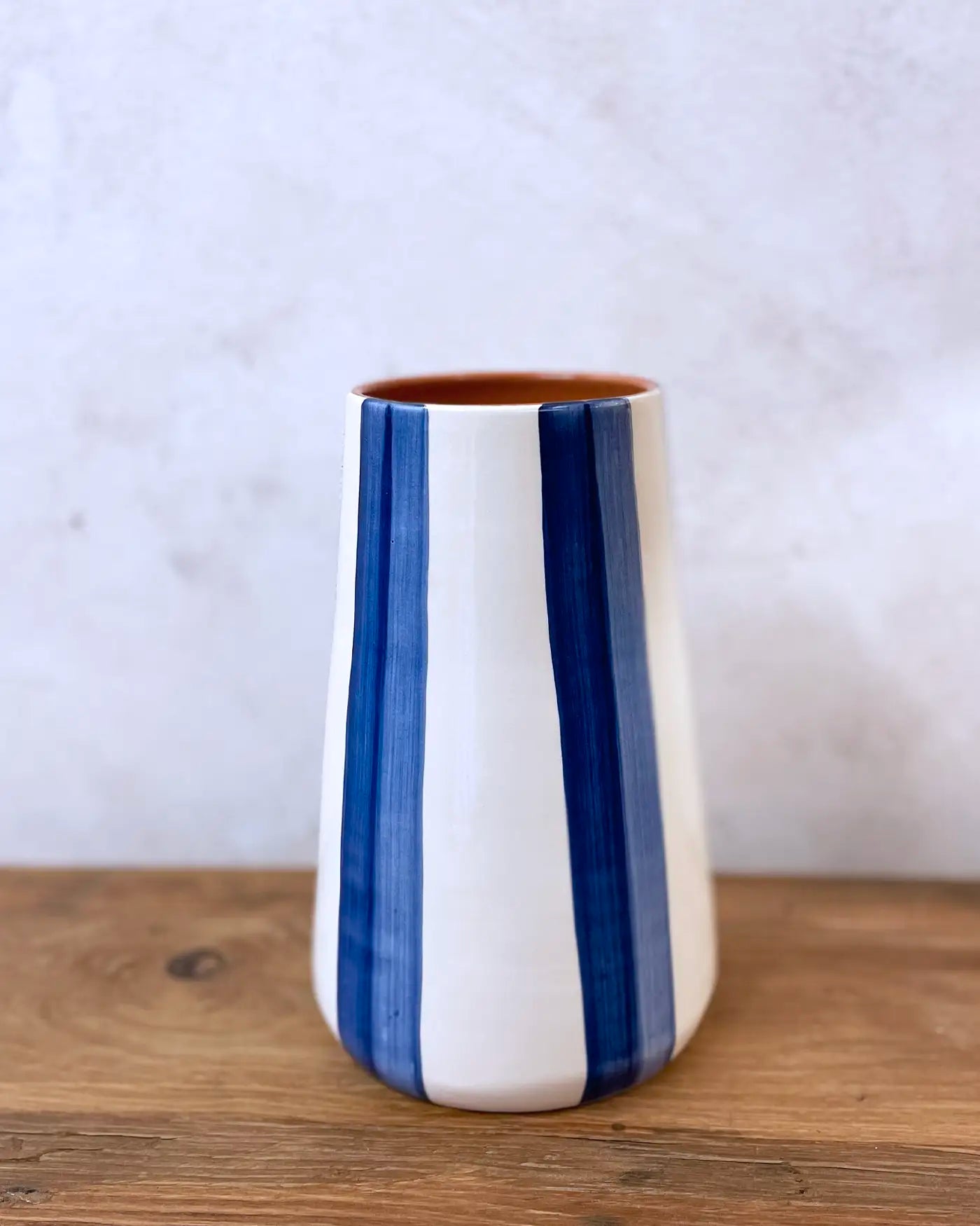 XL Blue Striped Handmade Vase