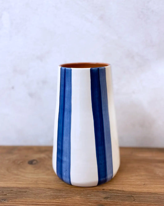 Jarrón Artesanal Rayas Azul L