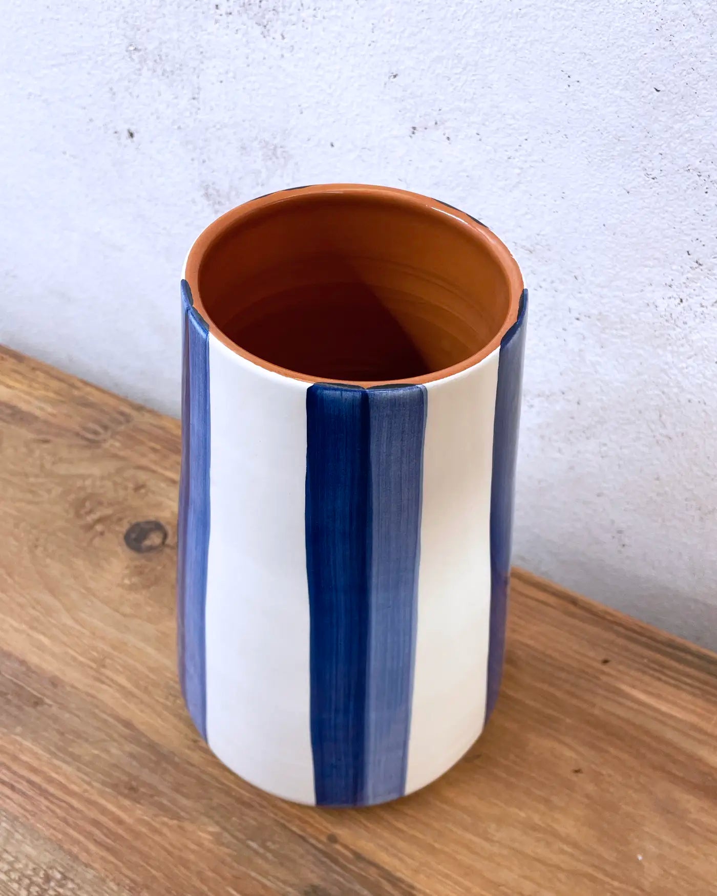 XL Blue Striped Handmade Vase