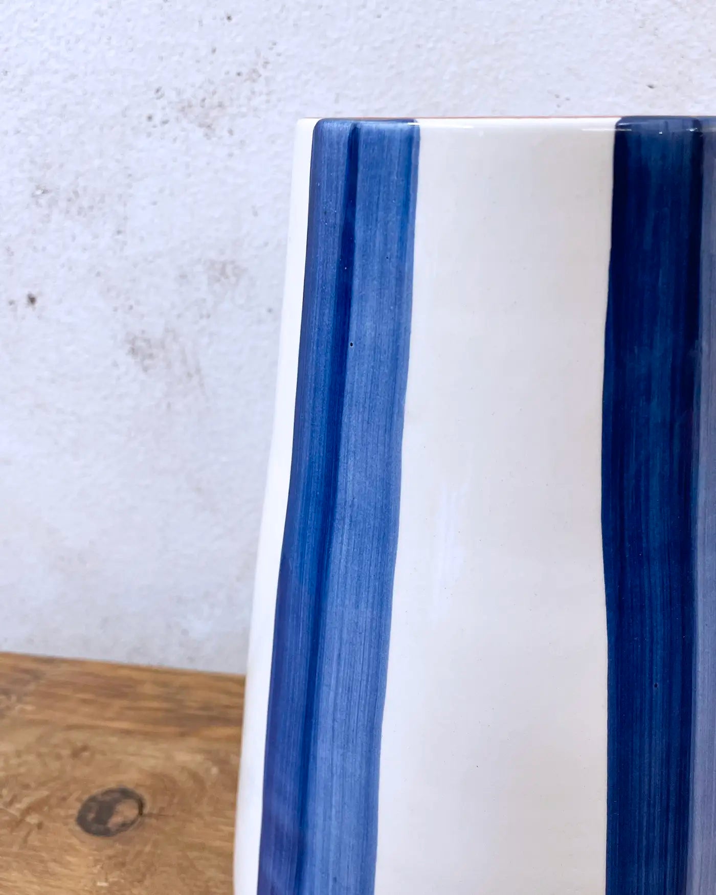 XL Blue Striped Handmade Vase