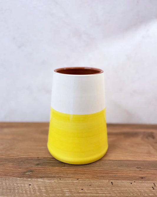Jarrón Artesanal Vulcano Dos Colores Amarillo M