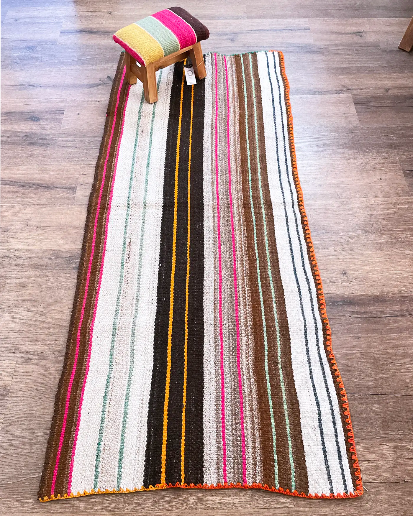 Alfombra Artesanal a Rayas de Pasillo 182x75