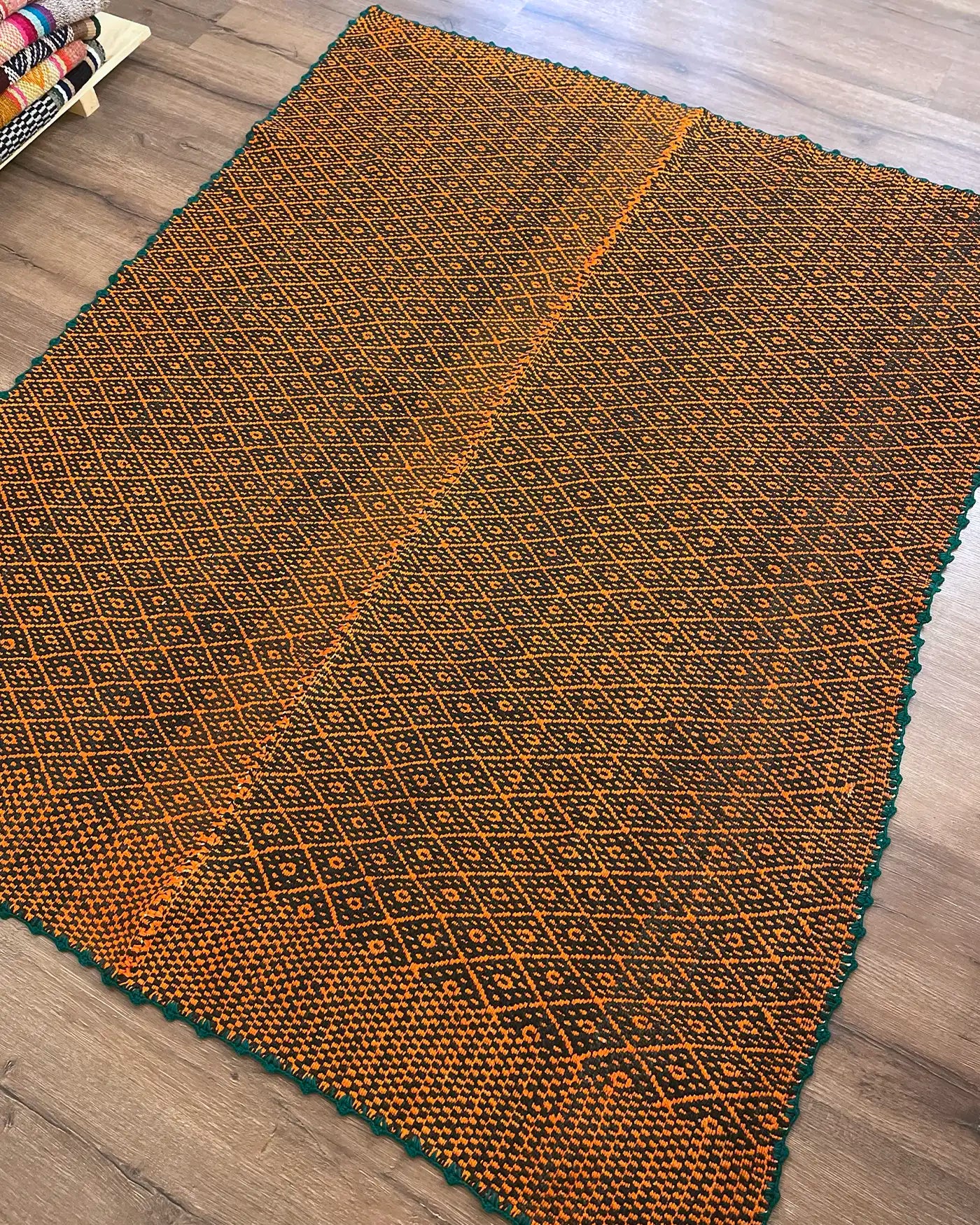 Alfombra Artesanal Étnica Naranja 200x154