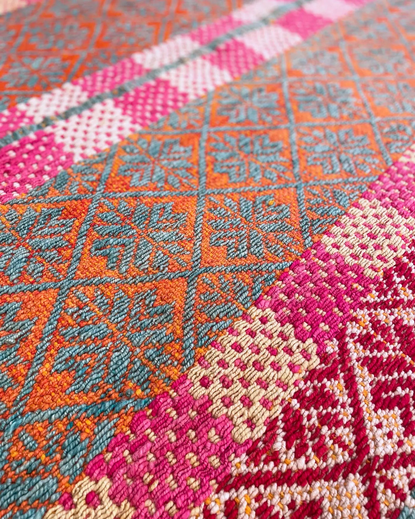 Alfombra Étnica Artesanal Colorida 154x148