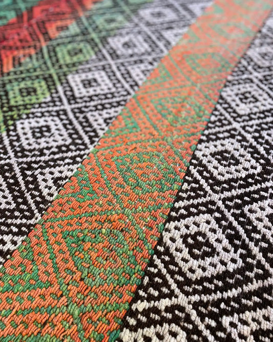 Green and Orange Ethnic Rug 163x146