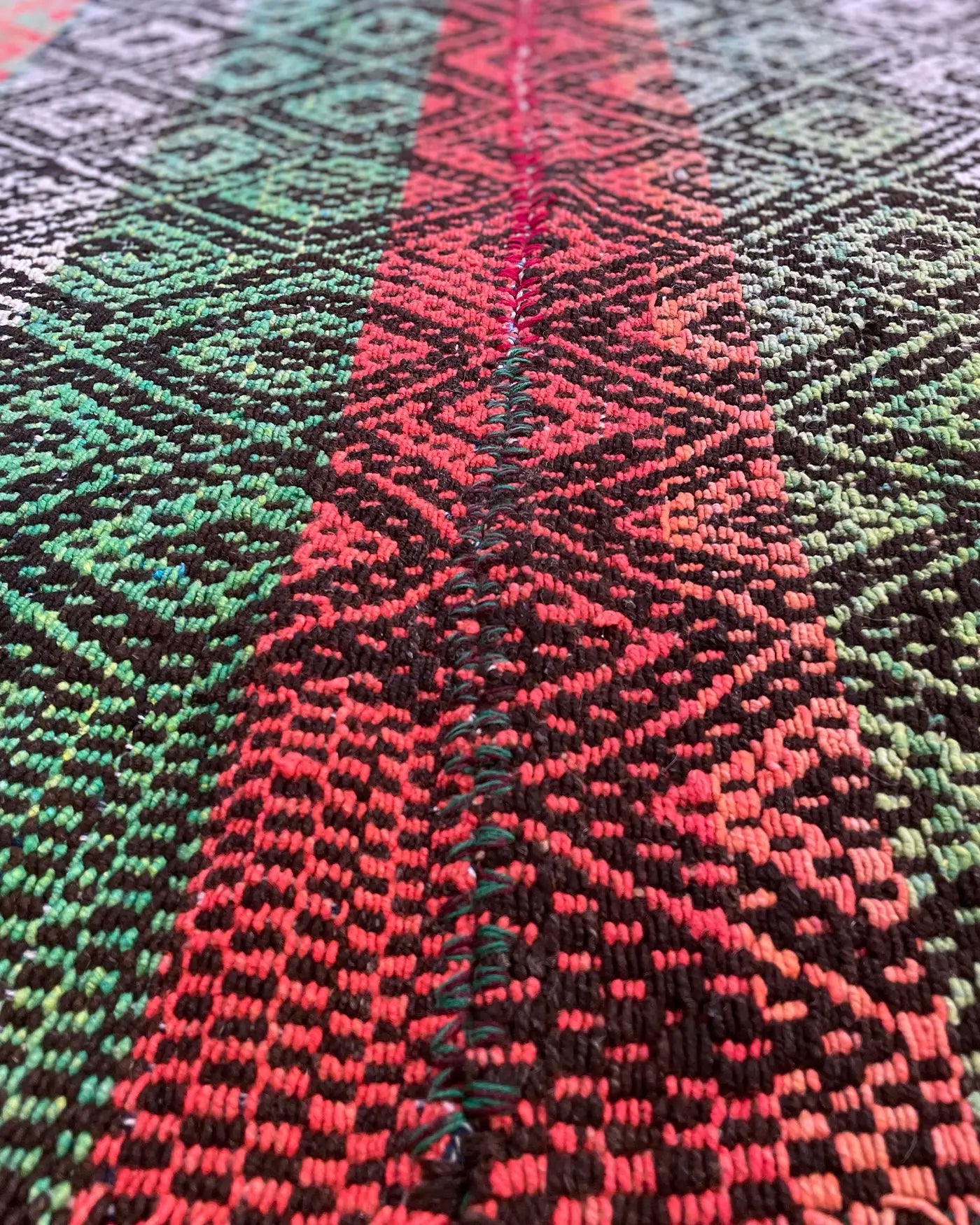 Alfombra Étnica Verde y Naranja 163x146