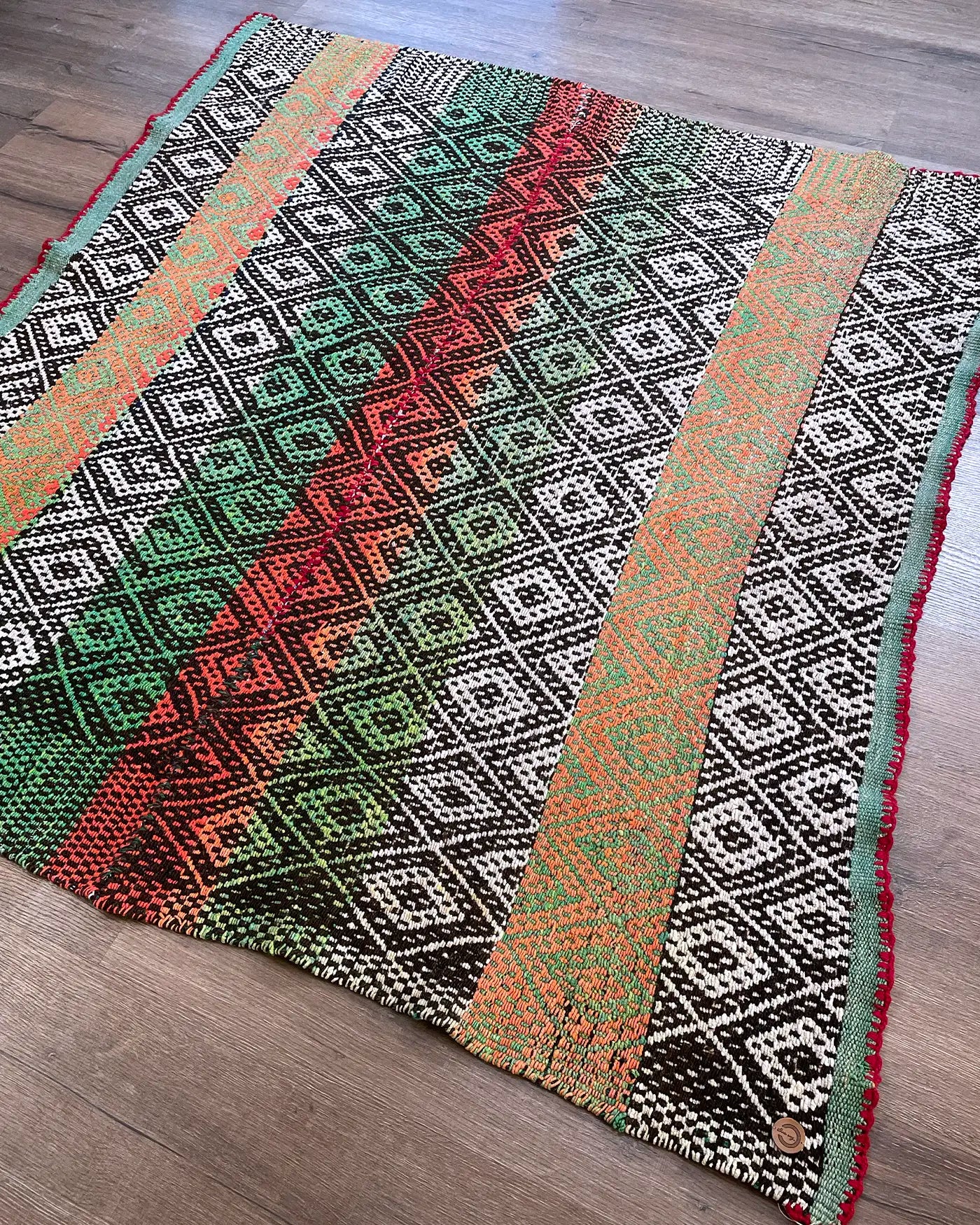 Alfombra Étnica Verde y Naranja 163x146