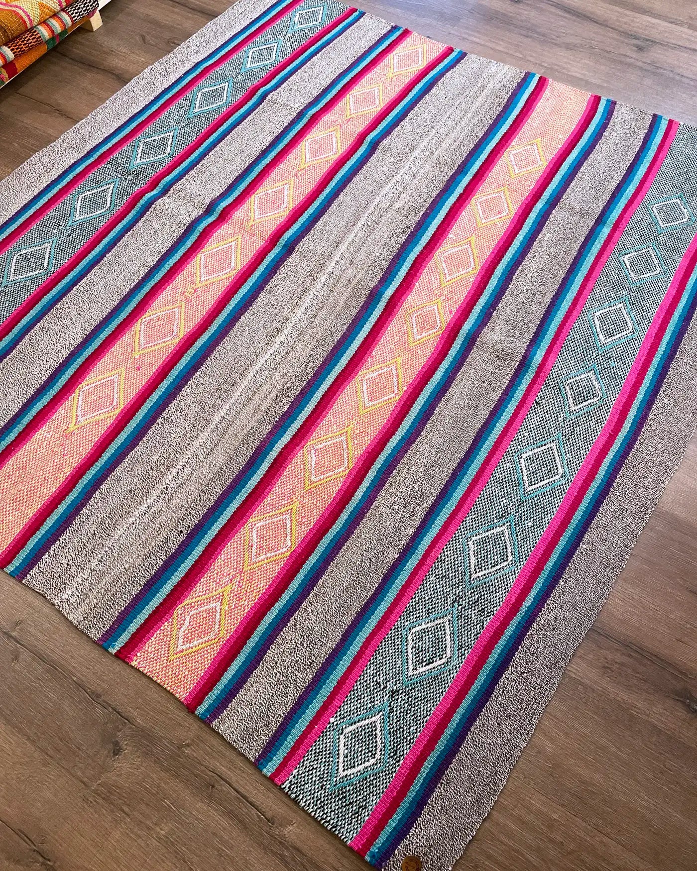 Alfombra Étnica Artesanal Multicolor 181x164