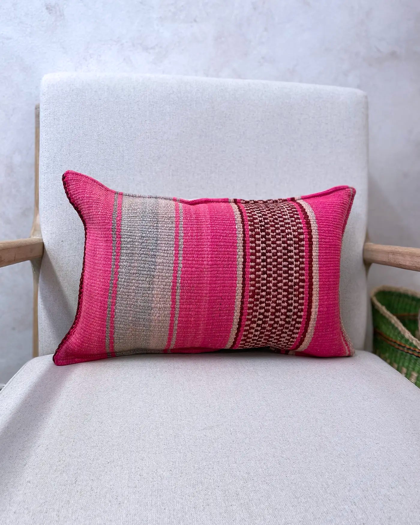 Cojín Étnico Peruano Rosa y Verde 30x50