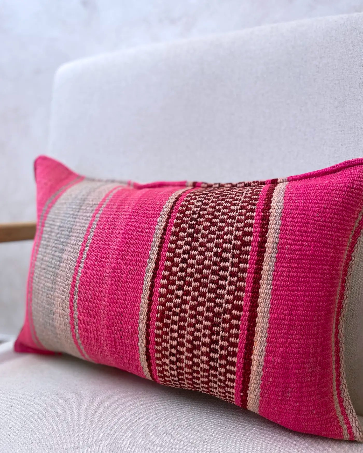 Cojín Étnico Peruano Rosa y Verde 30x50