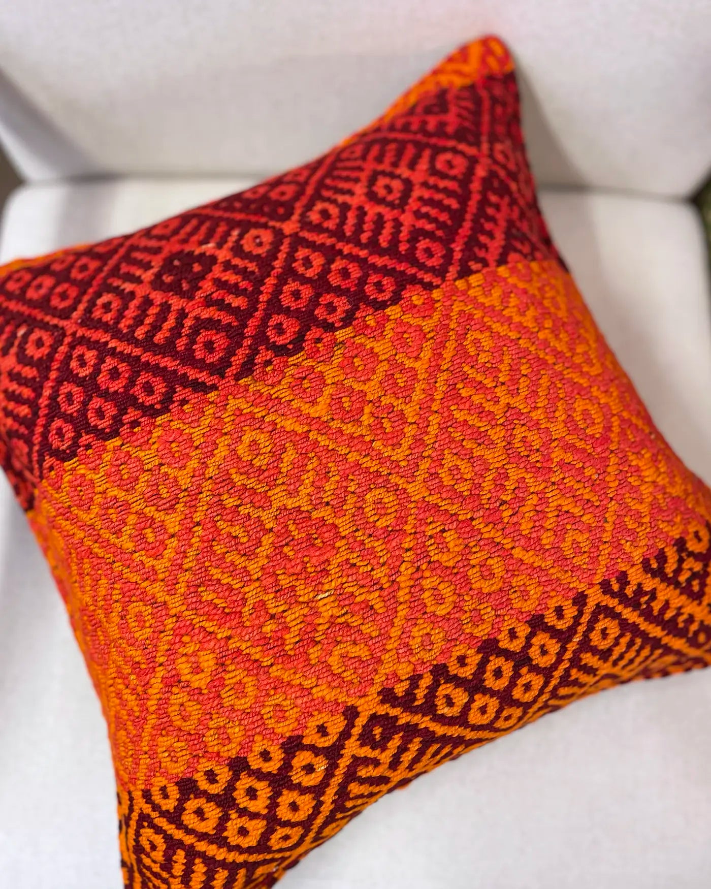 Cojín Étnico Peruano Naranja y Rojo 50x50