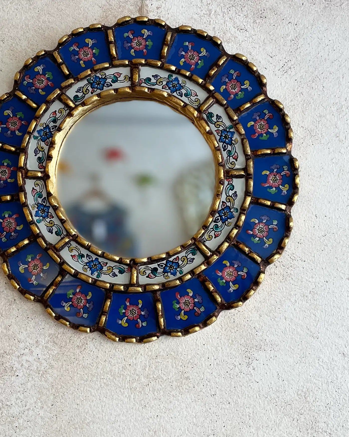Peruvian Blue Hand Painted Mirror