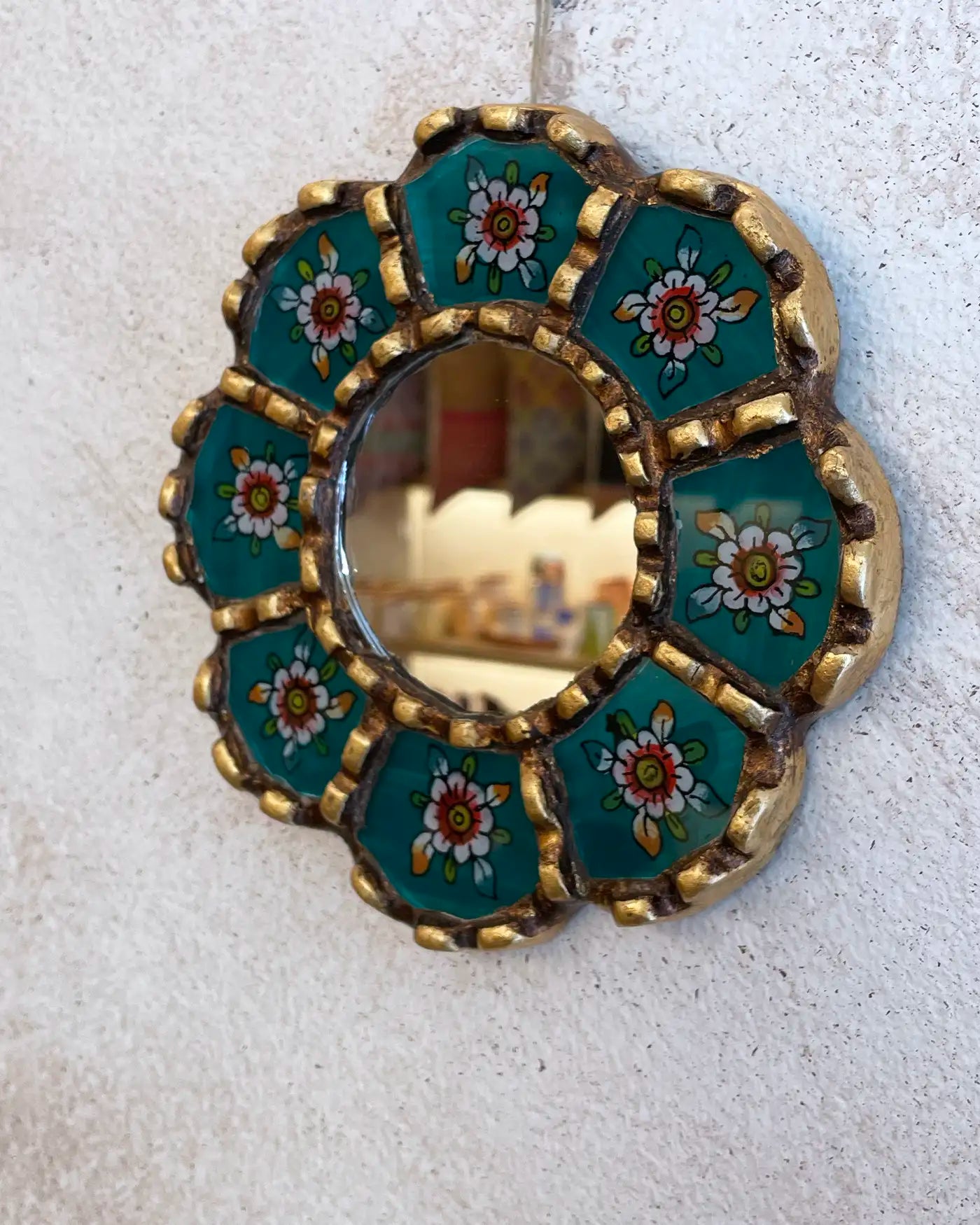 Espejo Pintado a Mano Peruano Verde