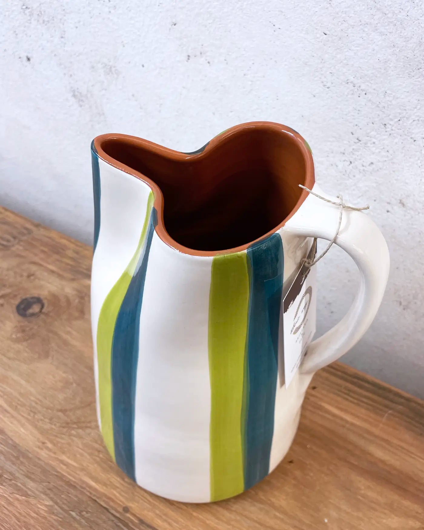 Green Striped Ceramic Handcrafted Jug