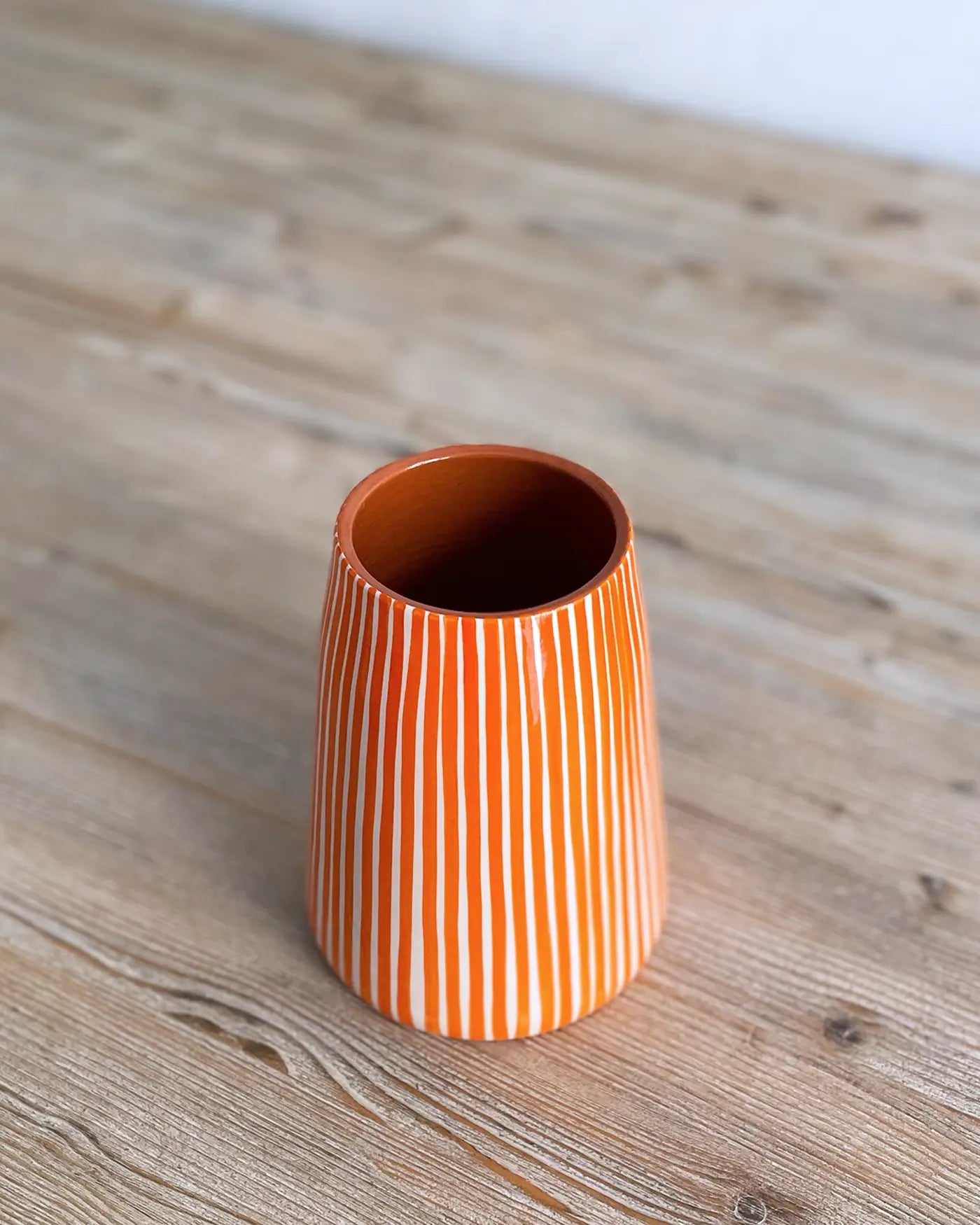 Jarrón Artesanal Vulcano Rayas Naranja M