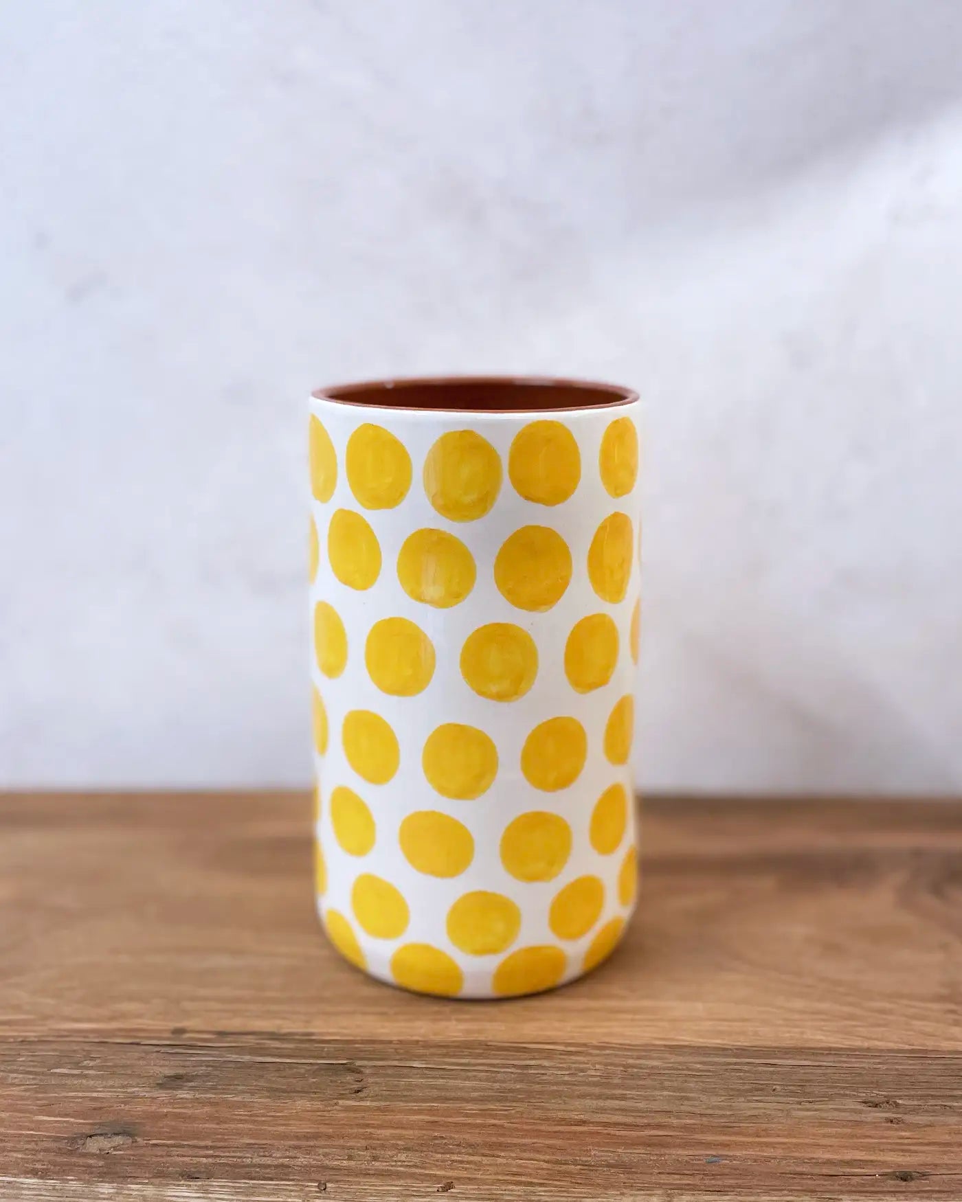 Yellow Polka Dot Ceramic Handmade Vase L