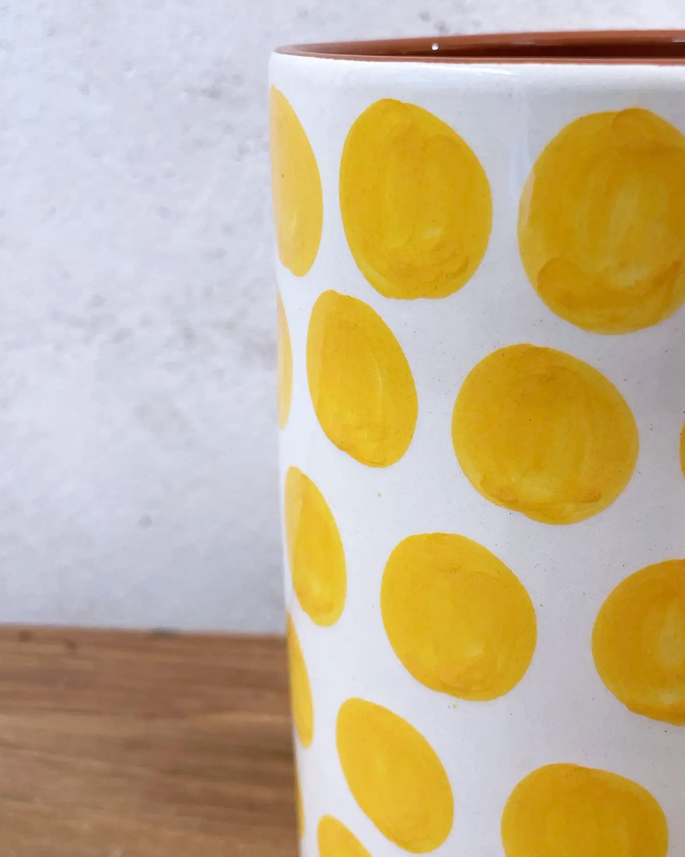 Yellow Polka Dot Ceramic Handmade Vase L