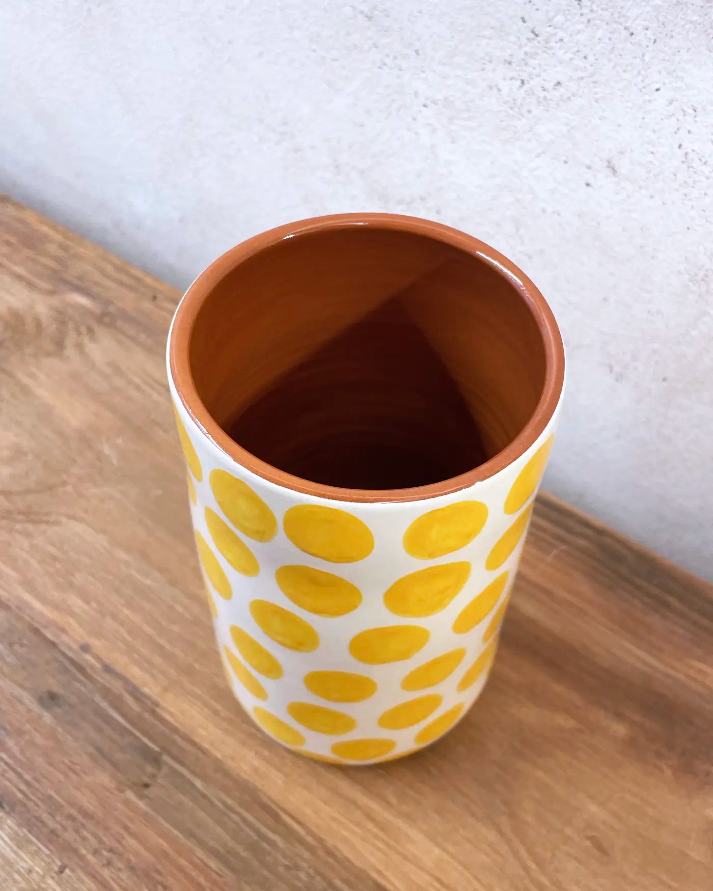 Yellow Polka Dot Ceramic Handmade Vase L