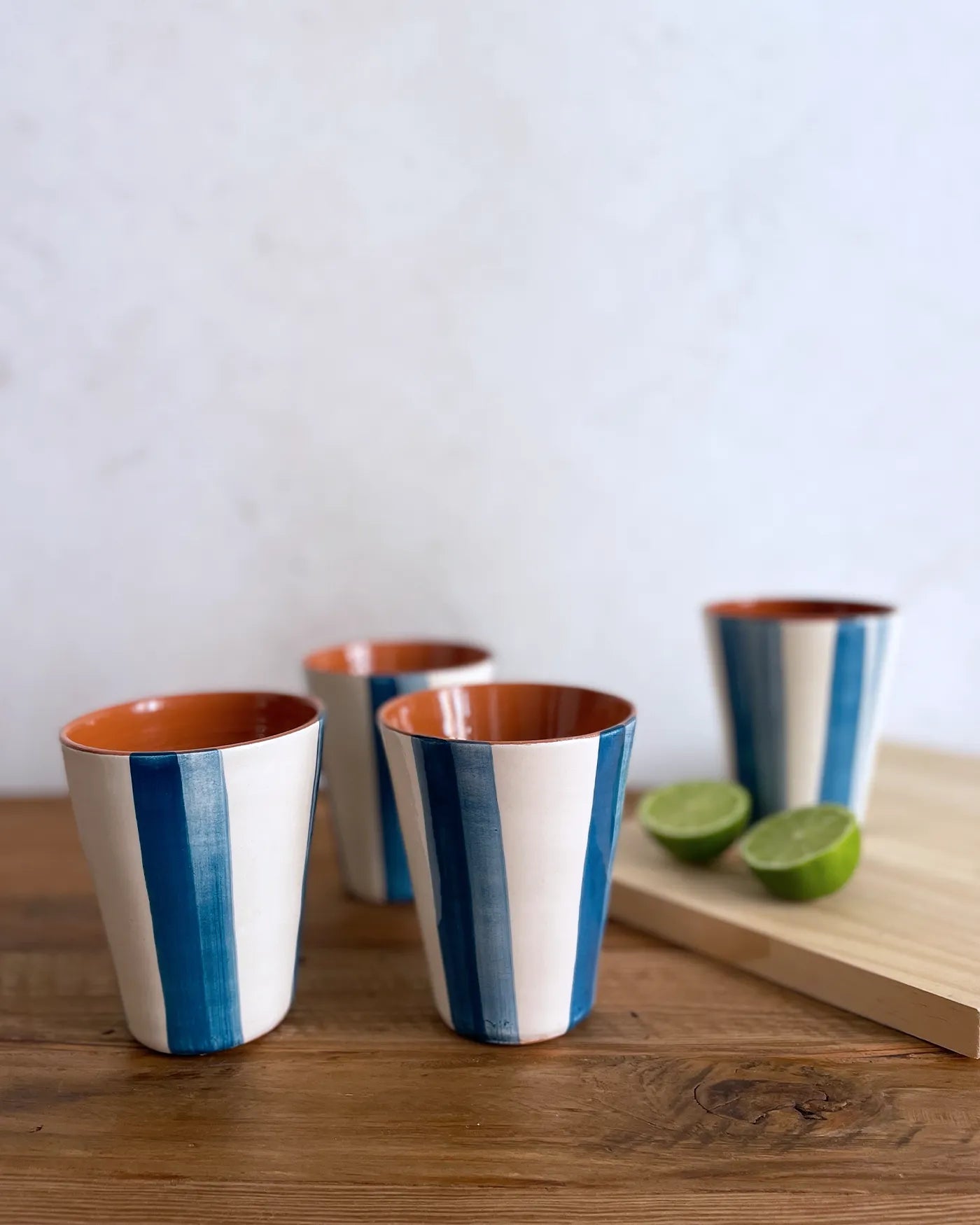 Set de Vasos de Cerámica Artesanal Azul Deep, 4 uds.