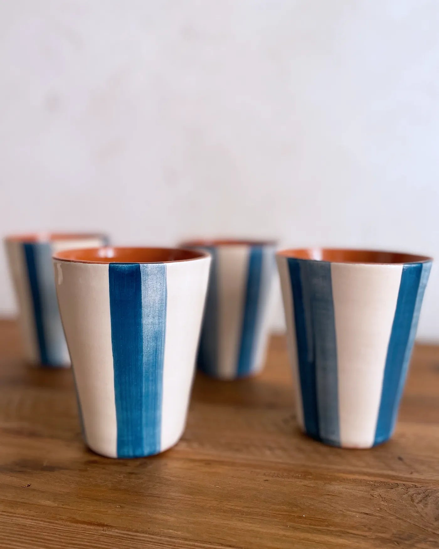 Set de Vasos de Cerámica Artesanal Azul Deep, 4 uds.