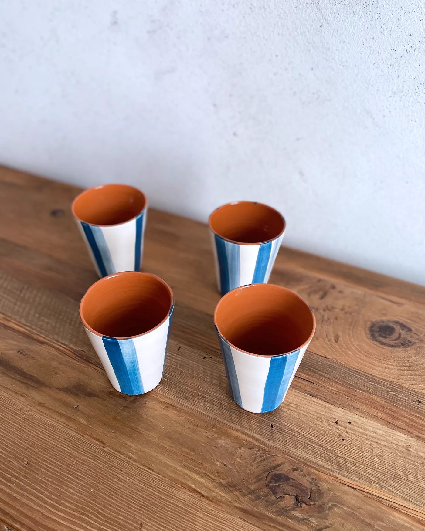 Set de Vasos de Cerámica Artesanal Azul Deep, 4 uds.