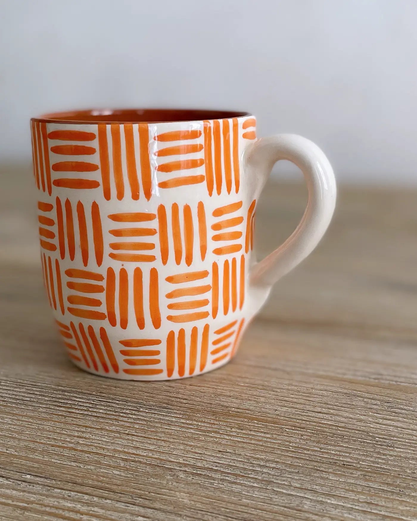 Taza Grande Artesanal Étnica Naranja