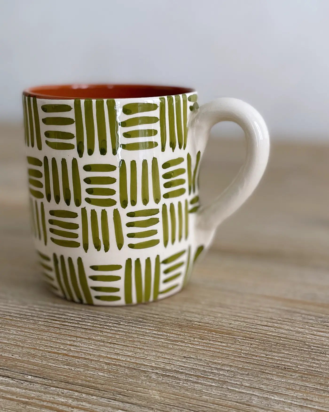Taza Grande Artesanal Étnica Verde