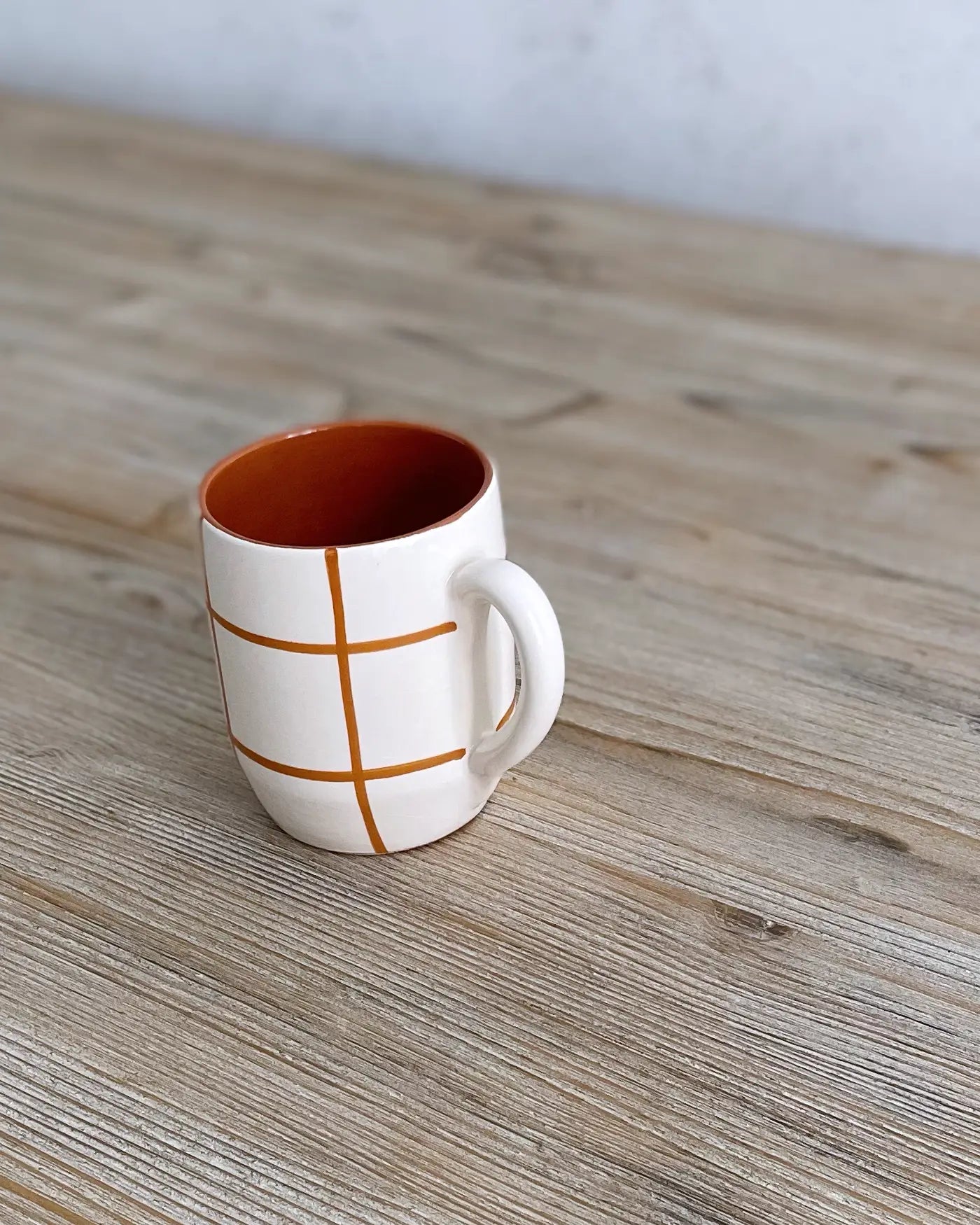 Taza Grande Artesanal Cuadros Marrón