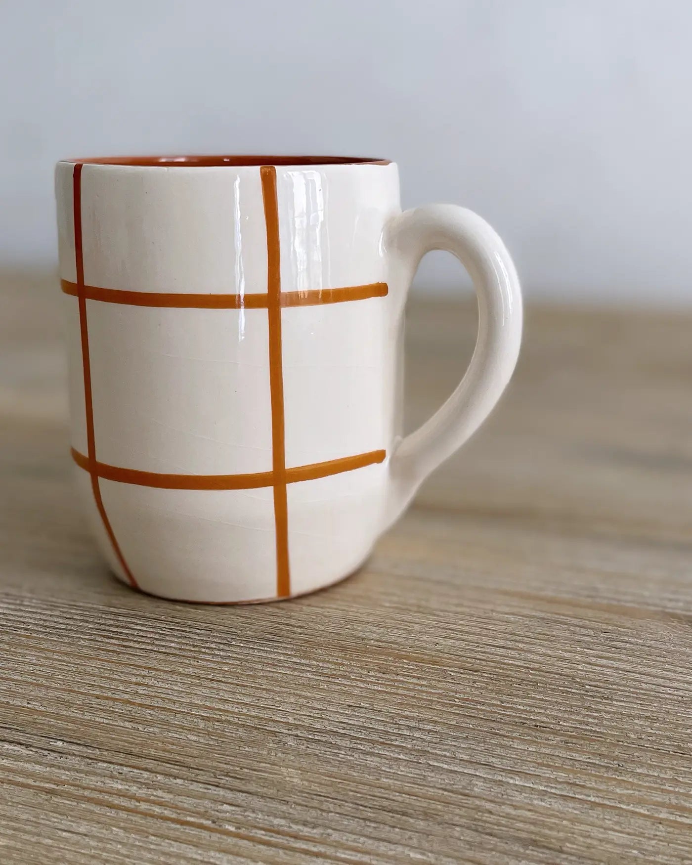 Taza Grande Artesanal Cuadros Marrón