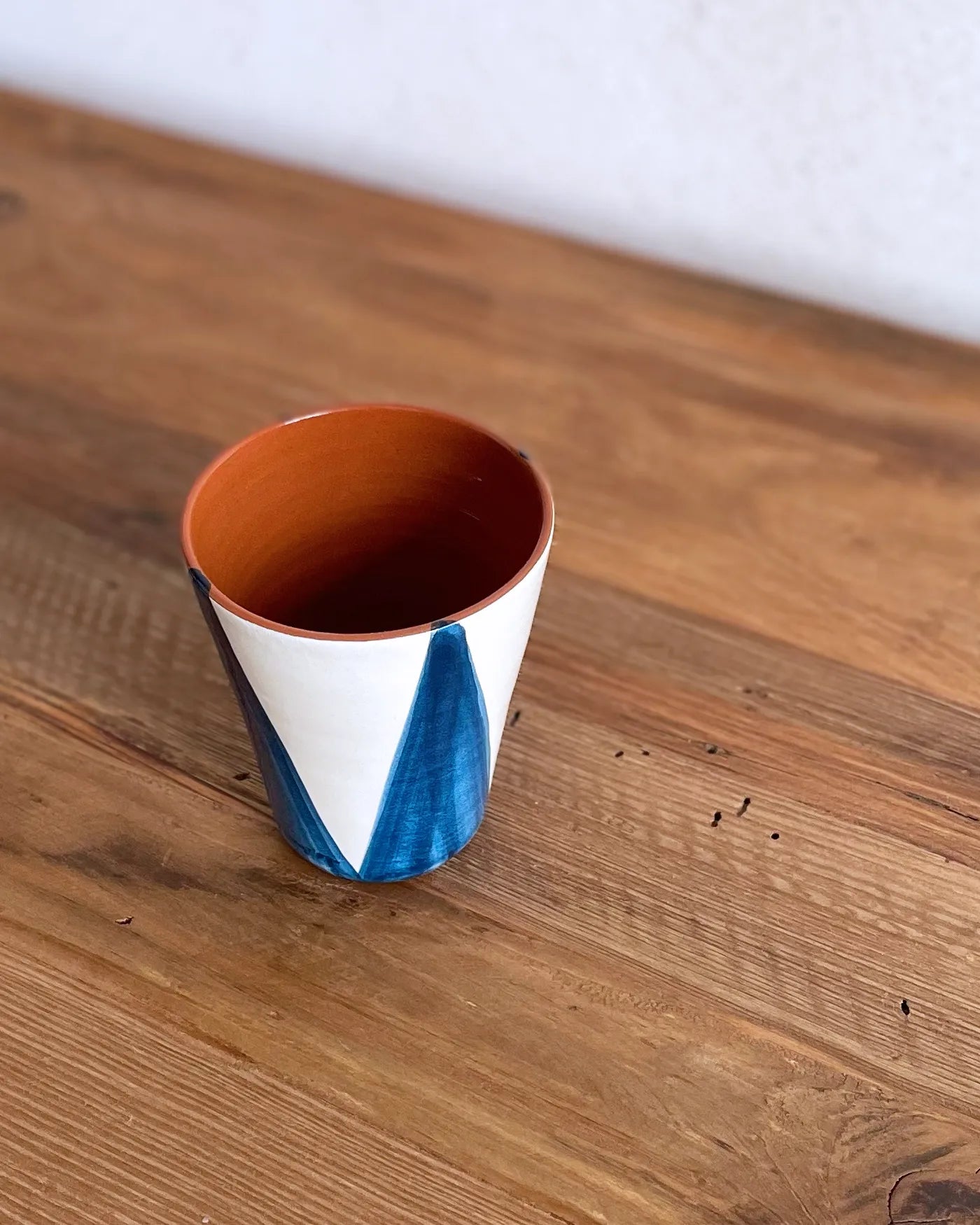 Vaso Artesanal Triángulos Azul Deep