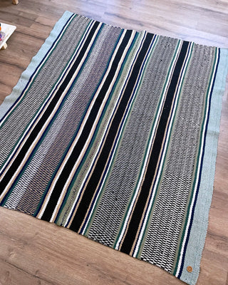 Handmade Green and Blue Wool Rug 190x166