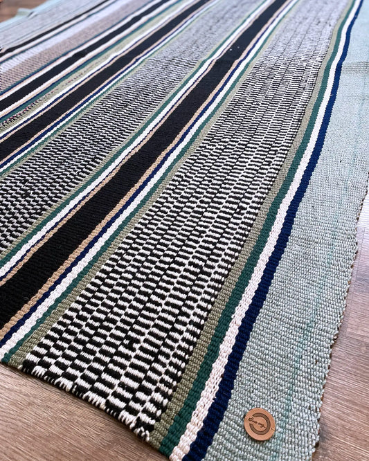 Handmade Green and Blue Wool Rug 190x166