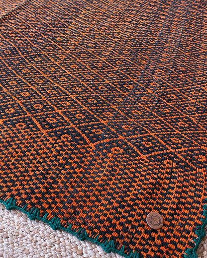 Ethnic Orange Handcrafted Rug 200x154