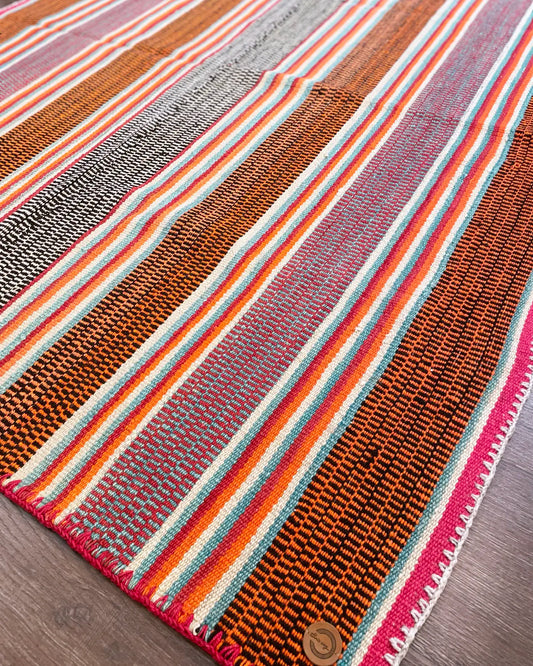 Orange and Green Peruvian Handmade Rug 163x142