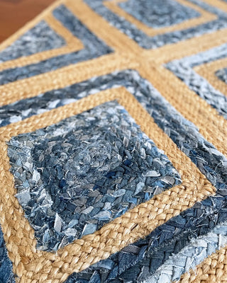 Alfombra artesanal de yute y algodón 120x60 cm