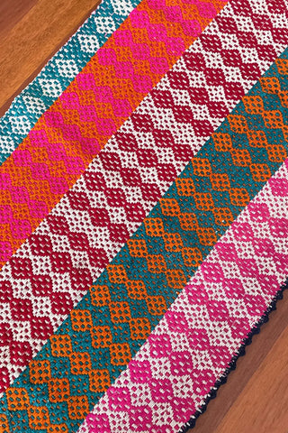 Alfombra peruana de pasillo colorida 140x67 cm