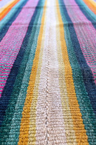 Alfombra étnica a rayas multicolor 154x130 cm