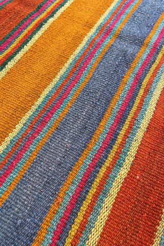 Alfombra étnica a rayas multicolor 171x163 cm