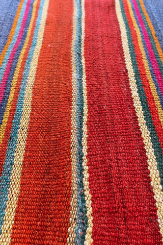Alfombra étnica a rayas multicolor 171x163 cm