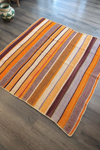 Alfombra étnica peruana naranja 154x150 cm