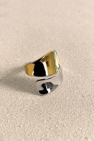 Anillo ajustable dorado y plateado Duna