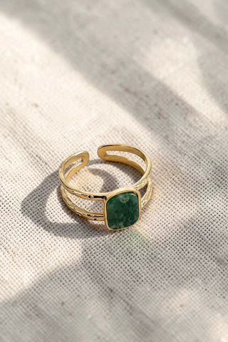 Anillo ajustable dorado Elena - Verde