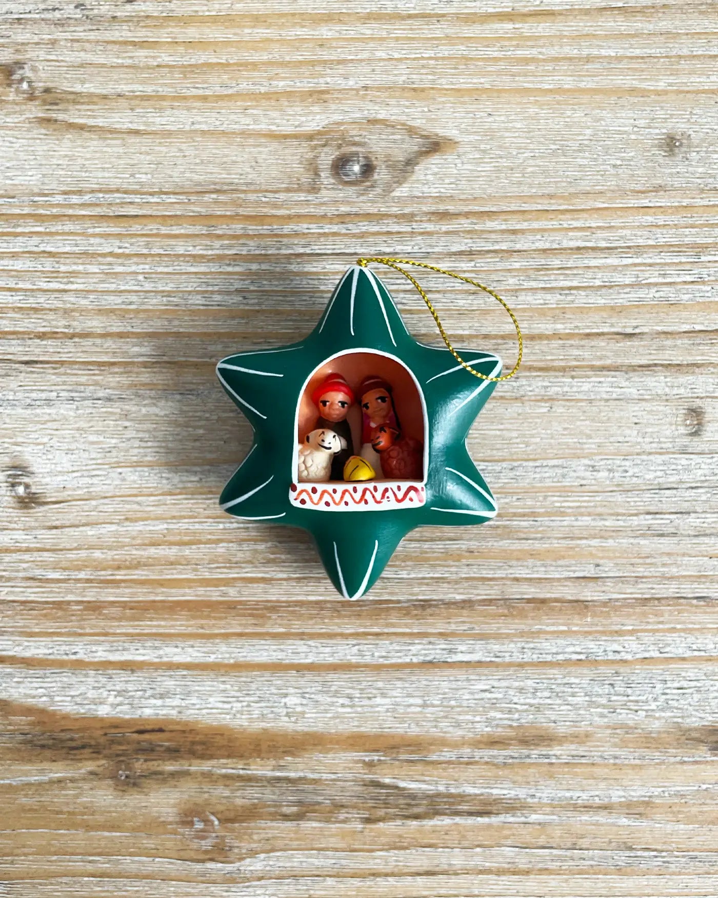 Belén Peruano Hecho a Mano Estrella Verde