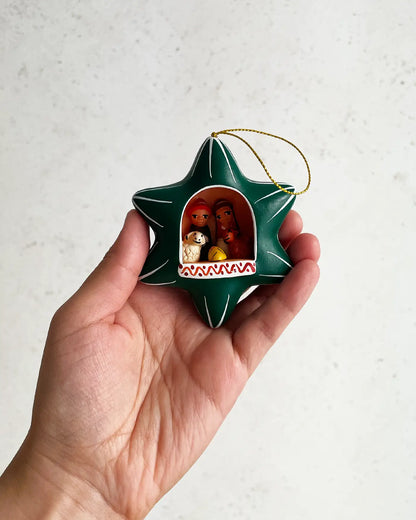 Belén Peruano Hecho a Mano Estrella Verde