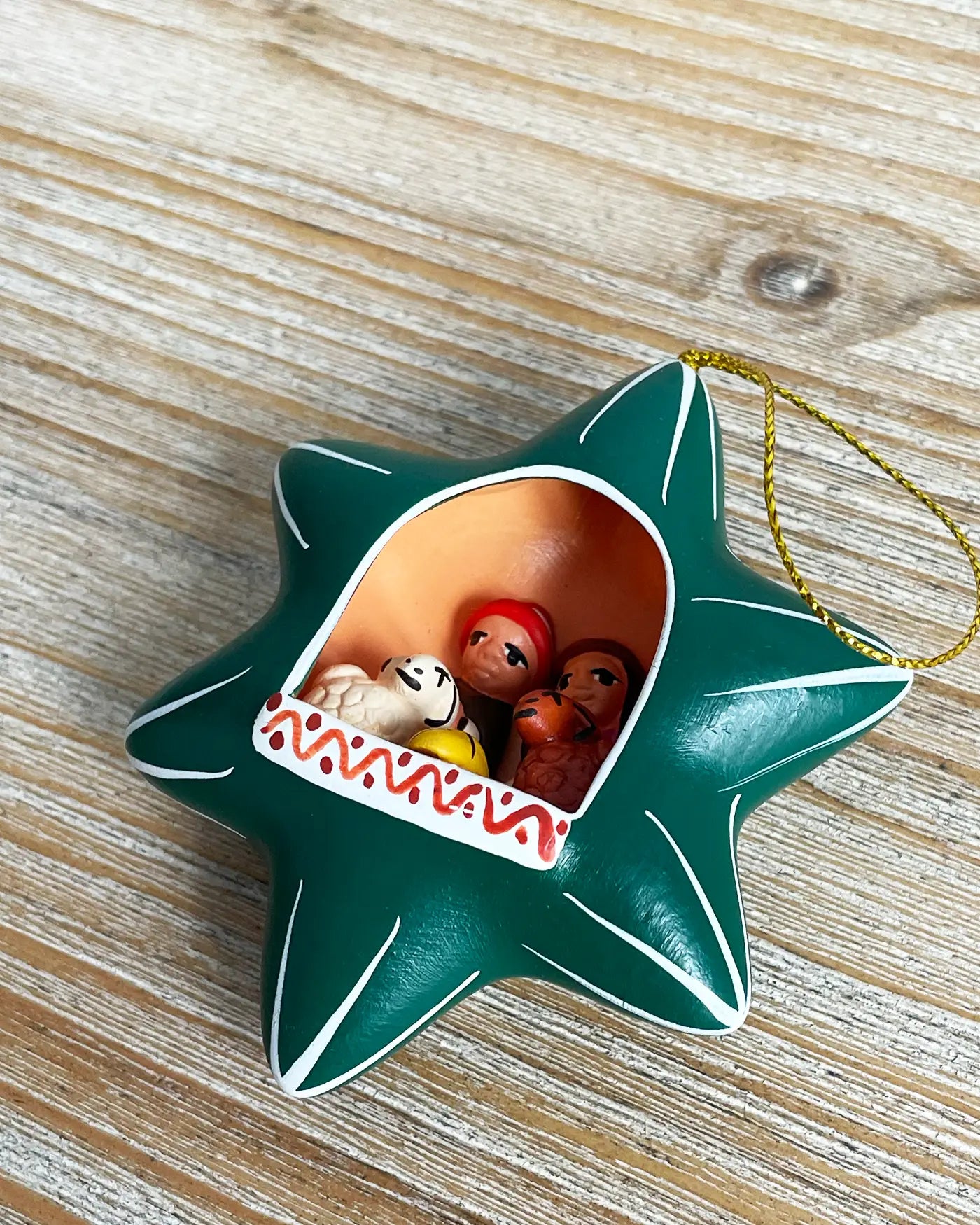 Belén Peruano Hecho a Mano Estrella Verde