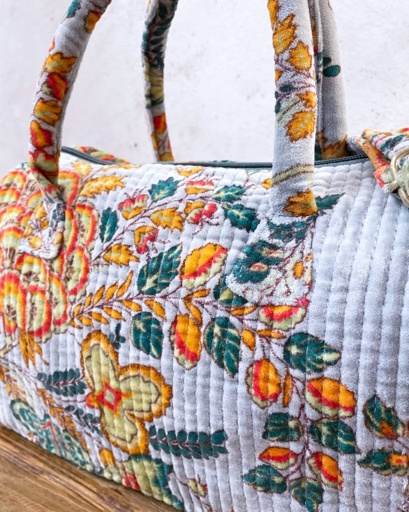 Bolso Flores India Gris