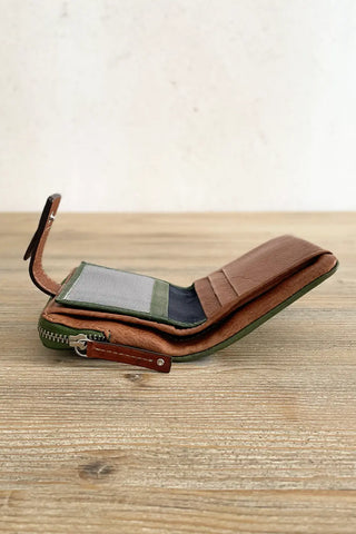 Cartera de piel Verde
