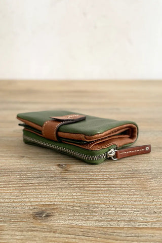 Cartera de piel Verde