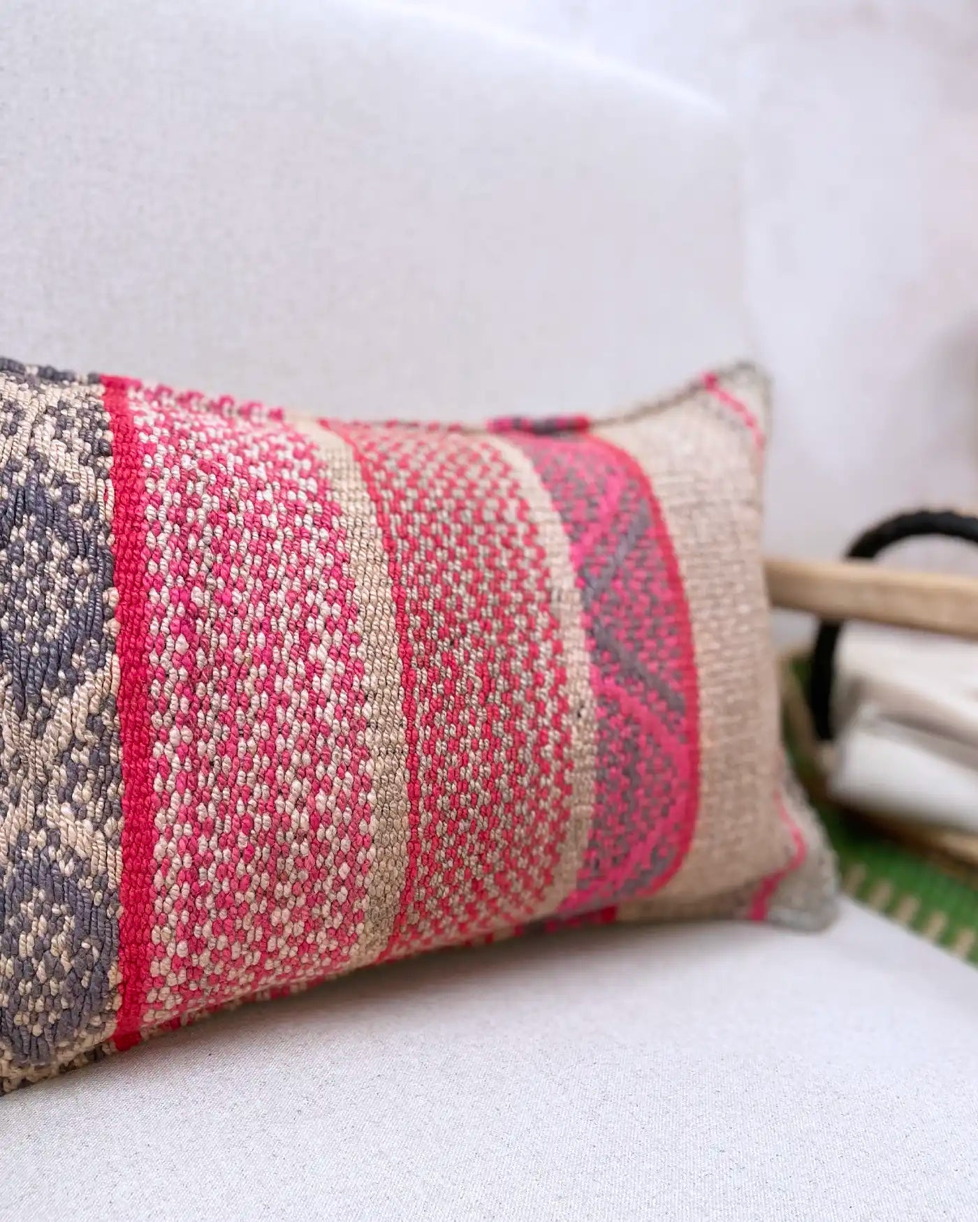 Peruvian Ethnic Pink and Green Cushion 30x50