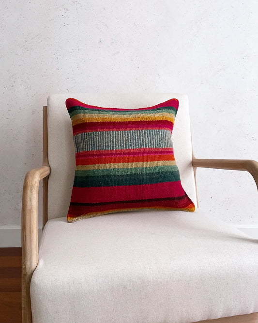 Cojín Étnico Peruano Verde y Naranja 50x50